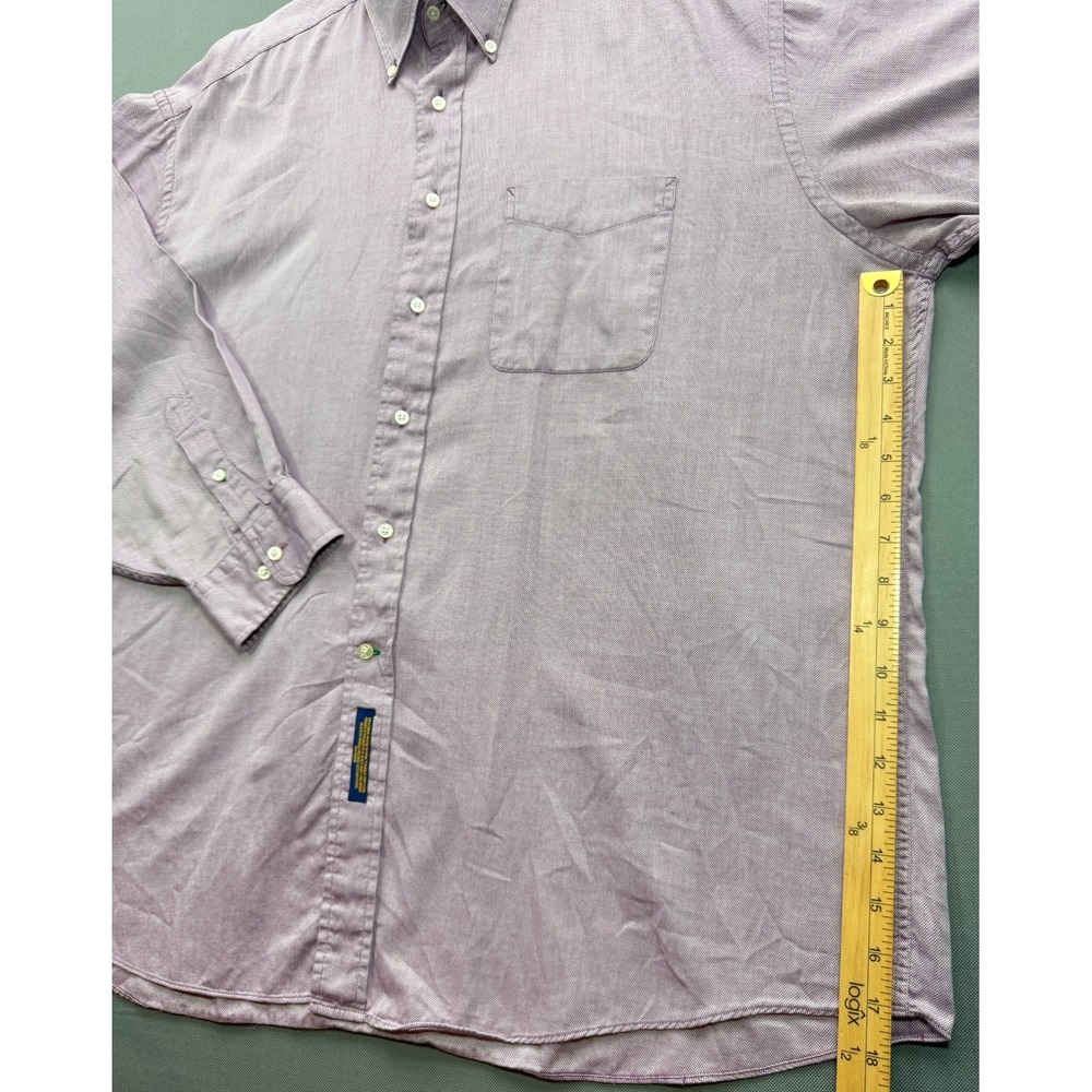 Vintage Tommy Hilfiger Crest Oxford Shirt Purple Long Sleeve Men's 17.5 34/35 XL - Picture 5 of 12